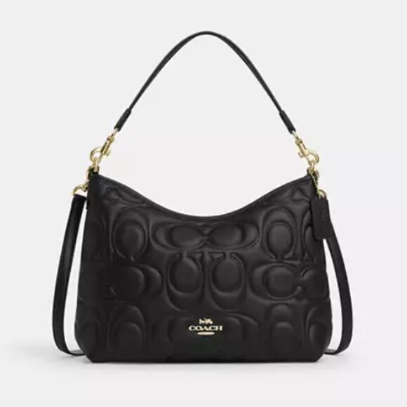 Coach CZ178 Laurel Shoulder Bag In Signature Leather In Black - Picture 1 of 7